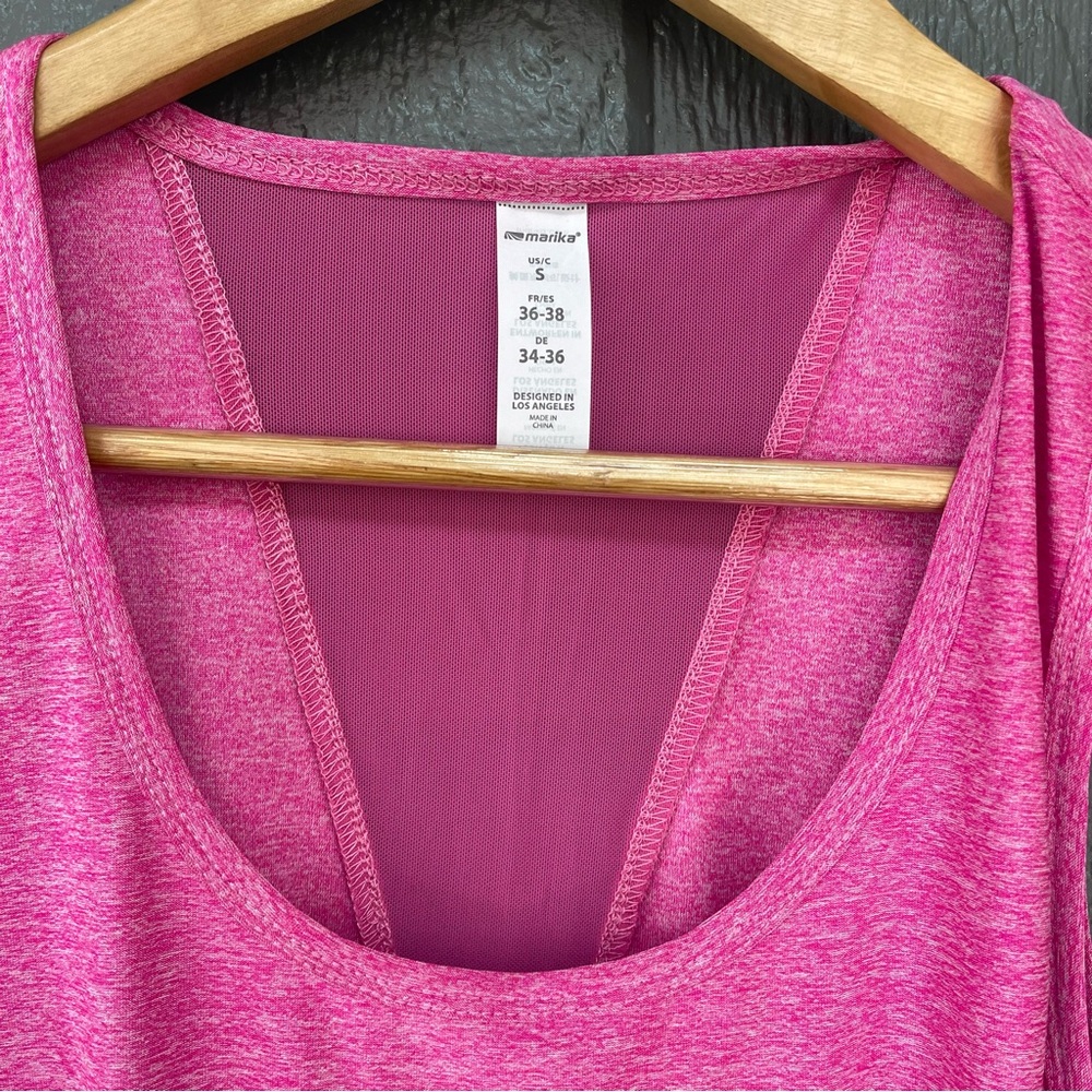 Marika Heathered Pink Mesh Back Active Dry Wick Tank Top - Picture 5 of 5